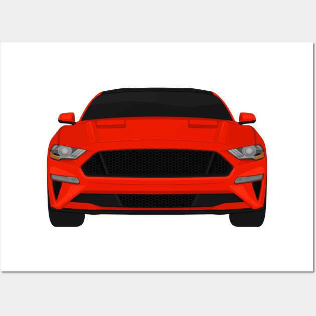 Mustang GT Race-Red + Black roof Wall Art by VENZ0LIC